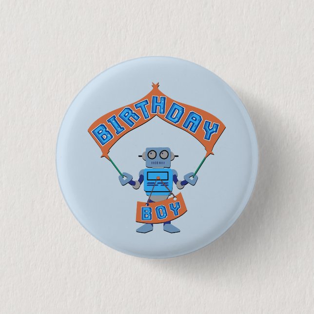 Birthday Boy Robot   3 Cm Round Badge (Front)