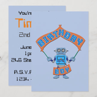 Birthday Boy Robot      Invitation