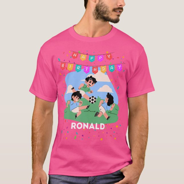 Birthday Boy Ronald Soccer Theme Party T T-Shirt (Front)