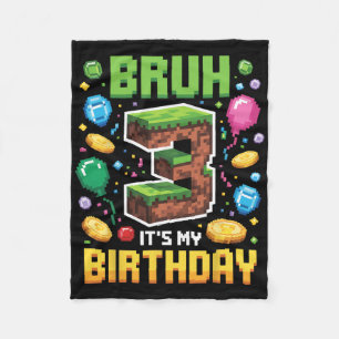 Birthday Boy Shirt Bruh It's My 3rd Birthday Video Fleece Blanket