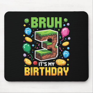 Birthday Boy Shirt Bruh It's My 3rd Birthday Video Mouse Pad