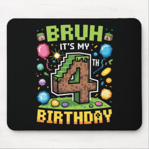 Birthday Boy Shirt Bruh It's My 4th Birthday Video Mouse Pad