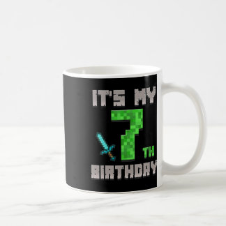 Birthday Boy Shirt It's My 7th Birthday Gamer Pixe Coffee Mug