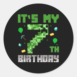 Birthday Boy Shirt Its My 7th Birthday Video Game Classic Round Sticker