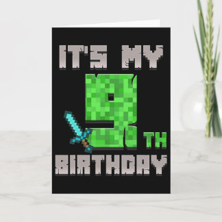 Birthday Boy Shirt It's My 9th Birthday Gamer Pixe Card