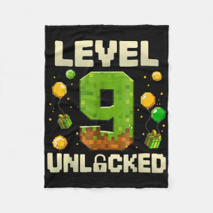 Birthday Boy Shirt Level 9 Unlocked 9th Birthday G Fleece Blanket