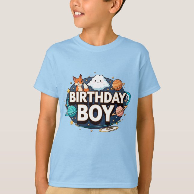 Birthday Boy Space Party T-Shirt (Front)