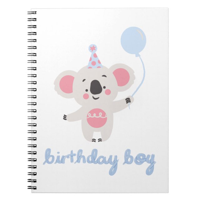 Birthday Boy Teddy Bear Holding A Balloon Notebook (Front)