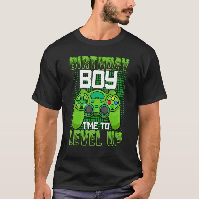 Birthday Boy Time To Level Up Controller Video Gam T-Shirt (Front)