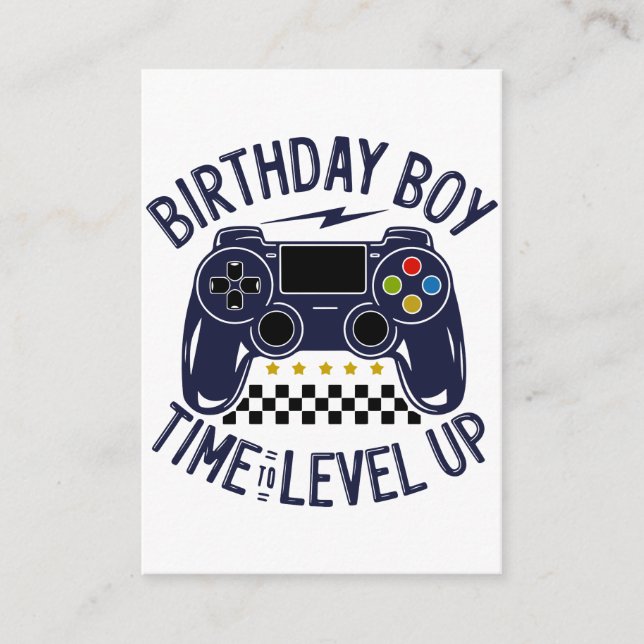 Birthday Boy Time to Level Up Enclosure Card (Front)