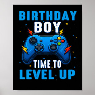 Birthday Boy Time To Level Up Gamer Video Game 7 Y Poster