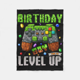 Birthday Boy Time To Level Up Pixel Birthday Gamer Fleece Blanket