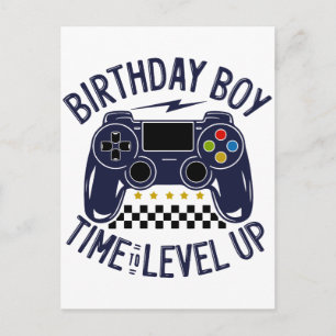 Birthday Boy Time to Level Up Postcard