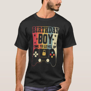 Birthday Boy Time to Level Up Retro Vintage Video T-Shirt