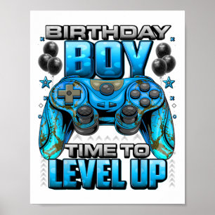 Birthday Boy Time To Level Up Shirt Video Gamer Bi Poster