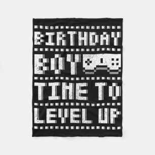 Birthday Boy Time To Level Up Teen Boys Video Game Fleece Blanket