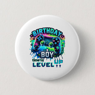 Birthday Boy Time To Level Up Video Game Birthday  6 Cm Round Badge