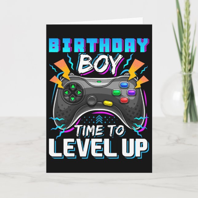 Birthday Boy Time To Level Up Video Game Birthday  Card (Front)