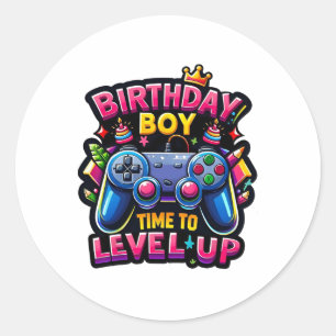 Birthday Boy Time To Level Up Video Game Birthday  Classic Round Sticker