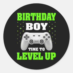Birthday Boy Time To Level Up Video Game Birthday Classic Round Sticker