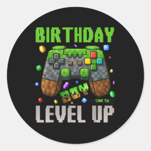 Birthday Boy Time To Level Up Video Game Birthday  Classic Round Sticker
