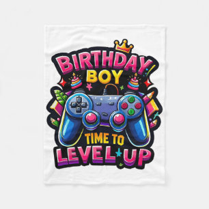 Birthday Boy Time To Level Up Video Game Birthday  Fleece Blanket