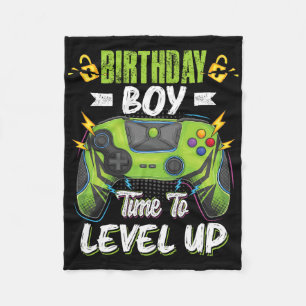 Birthday Boy Time To Level Up Video Game Birthday  Fleece Blanket