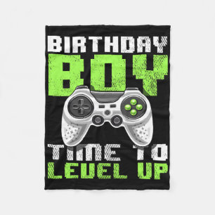 Birthday Boy Time To Level Up Video Game Birthday Fleece Blanket