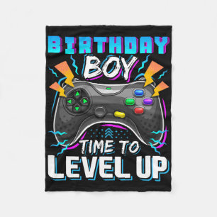 Birthday Boy Time To Level Up Video Game Birthday Fleece Blanket