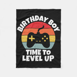 Birthday Boy Time To Level Up Video Game Birthday Fleece Blanket