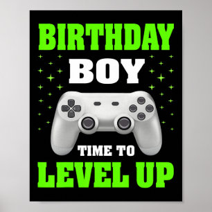 Birthday Boy Time To Level Up Video Game Birthday  Poster