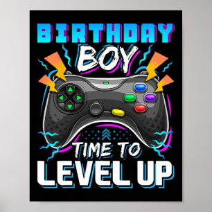 Birthday Boy Time To Level Up Video Game Birthday Poster