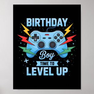 Birthday Boy Time To Level Up Video Game Birthday  Poster