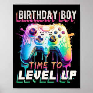 Birthday Boy Time To Level Up Video Game Birthday Poster