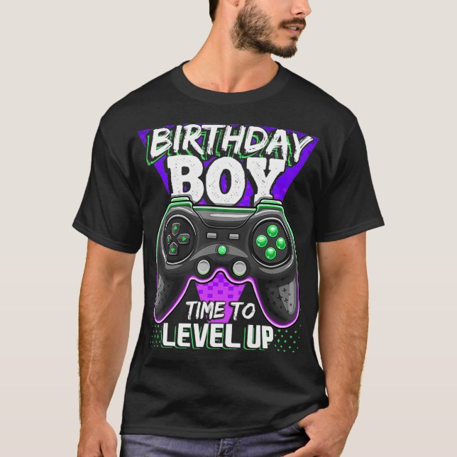 Birthday Boy Time to Level Up Video Game Birthday  T-Shirt (Front)