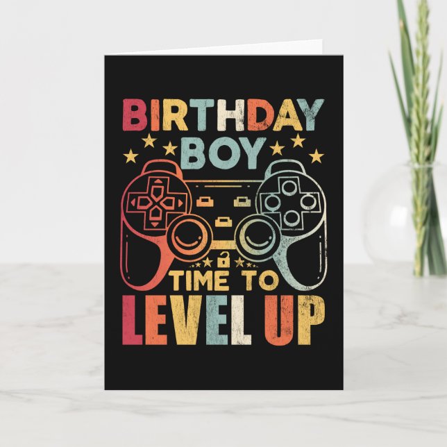 Birthday Boy Time To Level Up Video Game Card (Front)