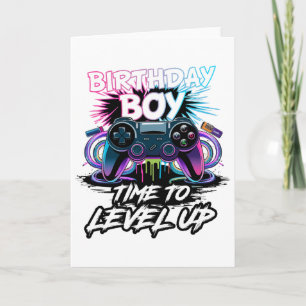Birthday Boy Time To Level Up Video Game For Boys  Card