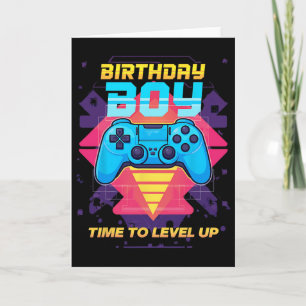 Birthday Boy Time To Level Up Video Game Gamer Gra Card