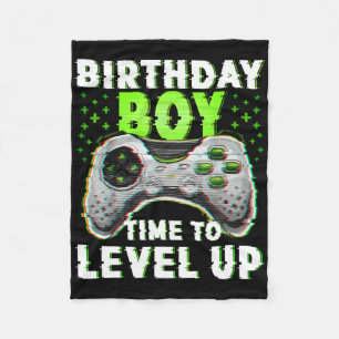 Birthday Boy Time To Level Up Video Games Gamer Bi Fleece Blanket