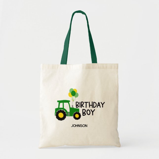 Birthday boy tractor tote bag (Front)