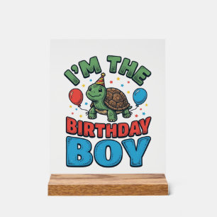 Birthday Boy Turtle Vintage Party Shirt Design_1 Acrylic Sign