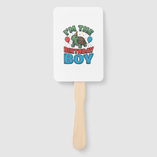 Birthday Boy Turtle Vintage Party Shirt Design_1 Hand Fan