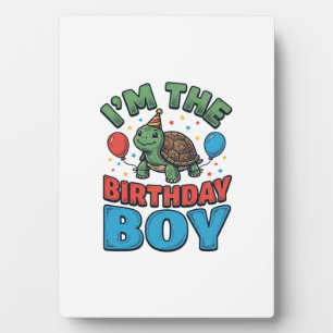 Birthday Boy Turtle Vintage Party Shirt Design_1 Plaque
