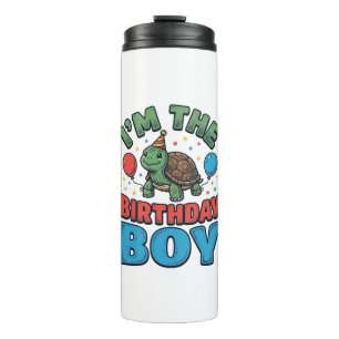 Birthday Boy Turtle Vintage Party Shirt Design_1 Thermal Tumbler