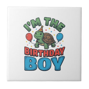 Birthday Boy Turtle Vintage Party Shirt Design_1 Tile