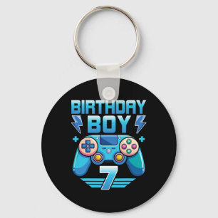 Birthday Boy Video Gamer 7th Birthday Party 7 Year Key Ring