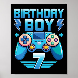 Birthday Boy Video Gamer 7th Birthday Party 7 Year Poster