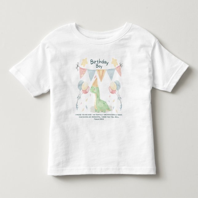 Birthday Boy Watercolor Dinosaur Toddler T-Shirt (Front)