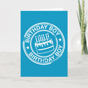 Birthday Boy -white rubber stamp effect- Card