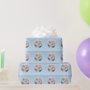 Birthday Boy Winter Onederland Blue Custom photo Wrapping Paper